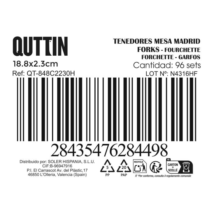 Set de 3 Tenedores Mesa Madrid 2mm - Inde (12 Cajas) 2 Set de 3 Tenedores Mesa Madrid 2mm - Inde (12 Cajas) 2