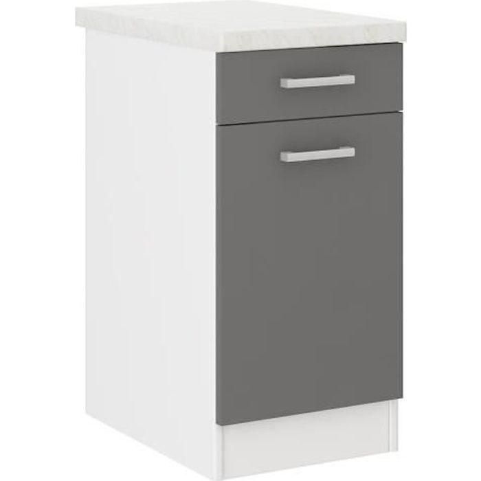 ULTRA Mueble Bajo de Cocina Gris con Encimera, 1 Cajón, 1 Puerta Batiente y 1 Estante - L 40xP 47xH 82 cm