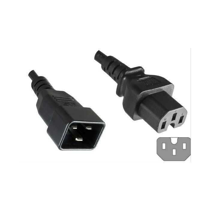 MicroConnect PE152018 Cable de Corriente C20 a C15, 16A, 1.8m, Negro para Servidores y Centros de Datos