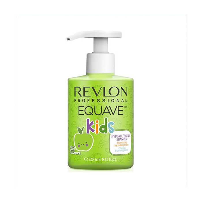 Revlon EQUAVE KIDS Champú 2 en 1 Manzana Niños - Desenredante, Suavizante, Hipoalergénico, Sin Parabenos/Sulfatos 300 ml