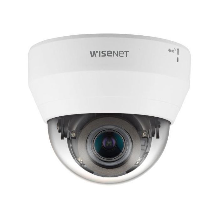 Hanwha Cámara IP minidomo 2M 3.2-10.2mm IR20 12V/PoE Wisenet Q. Sin audio