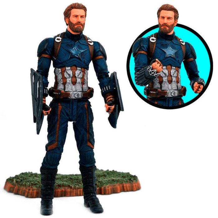 DIAMOND SELECT Capitán América Vengadores Marvel - Figura articulada 18cm con accesorios