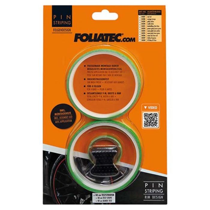 Foliatec FO34393 Pin para Diseño de Llanta Power-Verde, Incluye Ayuda de Montaje, Ancho 6mm, 215cm (Pack 4 Tiras) 1