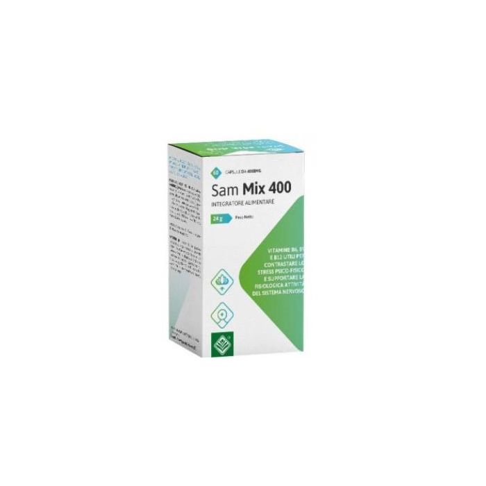 GHEOS Sam Mix 400 S-Adenosil Metionina (SAM-e) con Vitaminas B, E y Molibdeno para el ánimo y sistema nervioso, 60 cápsulas