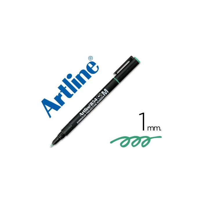 Rotulador Artline Retroproyeccion Punta Fibra Permanente Ek-854 Verde -Punta Redonda 1 mm 12 unidades