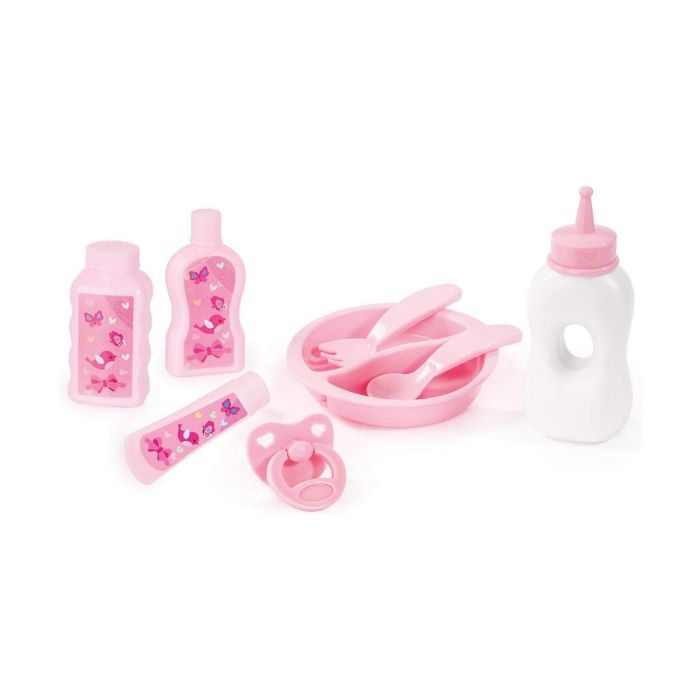 Set cuidados muñeca bebé 11 piezas rosa/gris 3