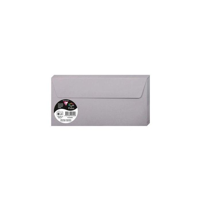 Sobre Clairefontaine Pollen 110X220 120G Gris Koala Paquete De 20