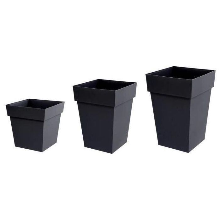 EDA Flowerpot XXL Tuscany - Cuadrado - 43.3 x 43.3 x H 80 cm - 98 L - gris antracita 1