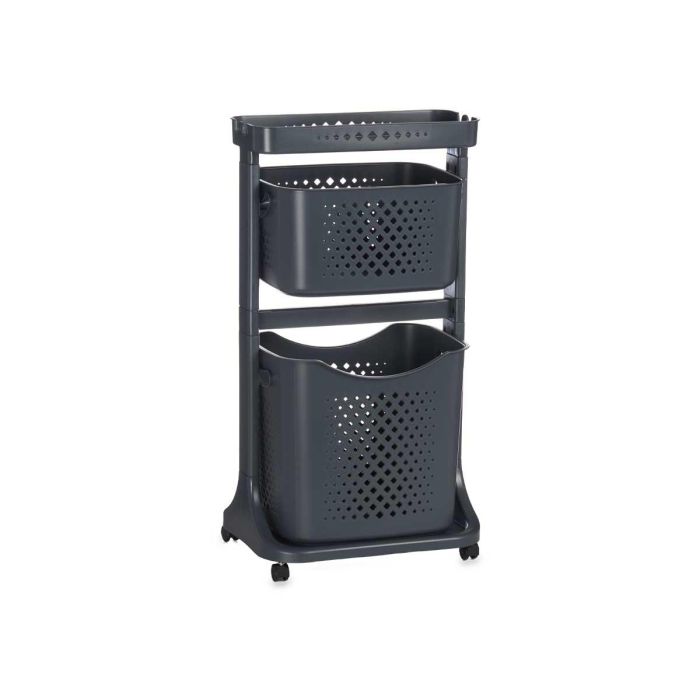 Ropero de Plástico Kipit 2 Alturas con Ruedas, Antracita - 18x81x43 cm 1 Ropero de Plástico Kipit 2 Alturas con Ruedas, Antracita - 18x81x43 cm 1