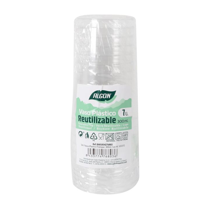 Set de 7 vasos de plástico transparente 300 ml Algon (24 Cajas) 1 Set de 7 vasos de plástico transparente 300 ml Algon (24 Cajas) 1