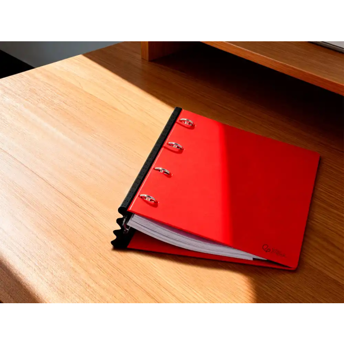 Liderpapel Carpeta 4 Anillas Redondas 25 mm Polipropileno DIN A4 Ultra Compacta Lomo Extensible 4 cm Rojo 8