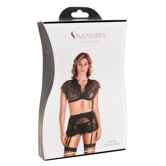 Conjunto de Lencería S Pleasures Negro (Talla única)