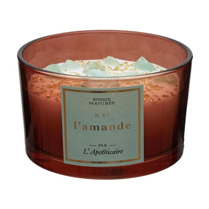Home Deco Factory Vela Perfumada con Piedras, Vaso de Vidrio Tintado, Cera de Parafina y Minerales, 7.8 cm Alto 4