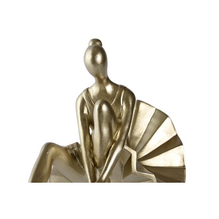 DKD Home Decor Figura Decorativa de Resina, Bailarina en Estilo Moderno, Color Dorado, 23x14.5x17 cm - Pack de 2 Unidades 2