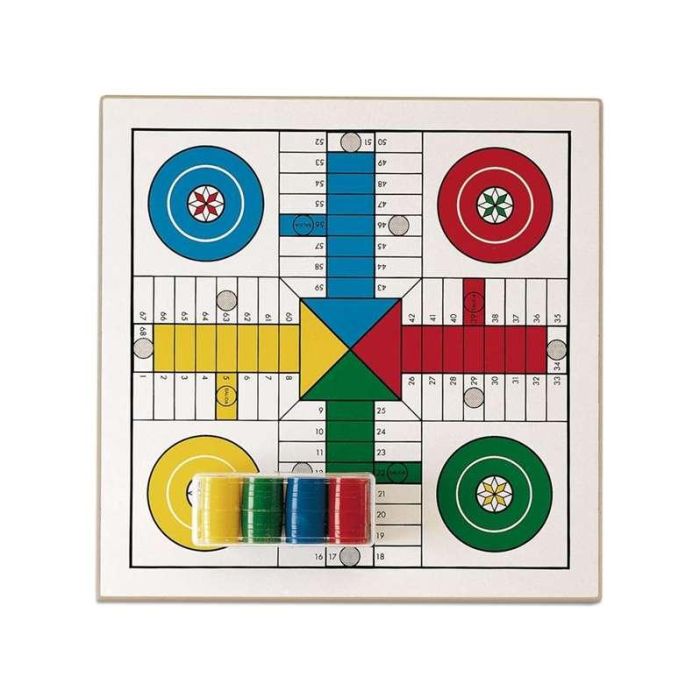 Tablero parchis 4 y oca de madera 33x33 cm con accesorios Tablero parchis 4 y oca de madera 33x33 cm con accesorios