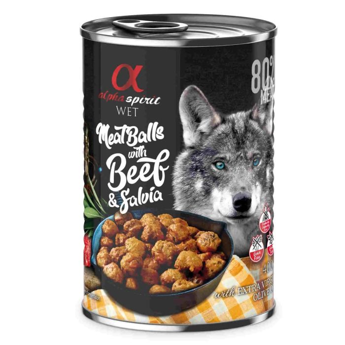 Alpha Spirit Spirit Canine Albondigas Buey Salvia Caja 6x400 gr