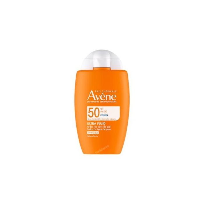 Avène Protector Solar Ultra Fluido Invisible SPF50 Piel Sensible 50ml - Protección Luz Azul, UVA/UVB, Antioxidante y Resistente al Agua