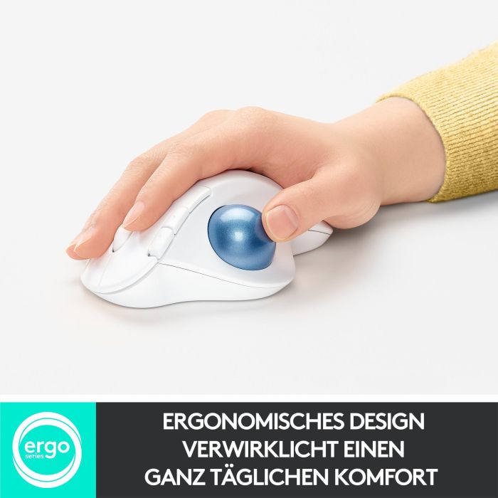 LOGITECH Raton Trackball Inalambrico ERGO M575/ Hasta 2000 DPI/ Blanco Crudo 10