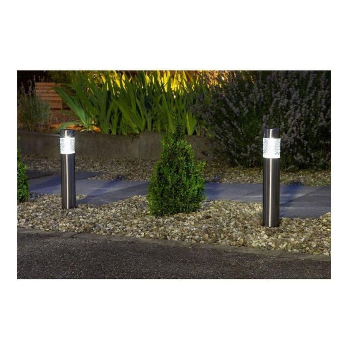 Galix Bolardo solar de acero inoxidable, 0.13W, 10 lúmenes, hasta 8 horas de iluminación, con 1 LED blanco y batería Ni-Mh 600mAh 1