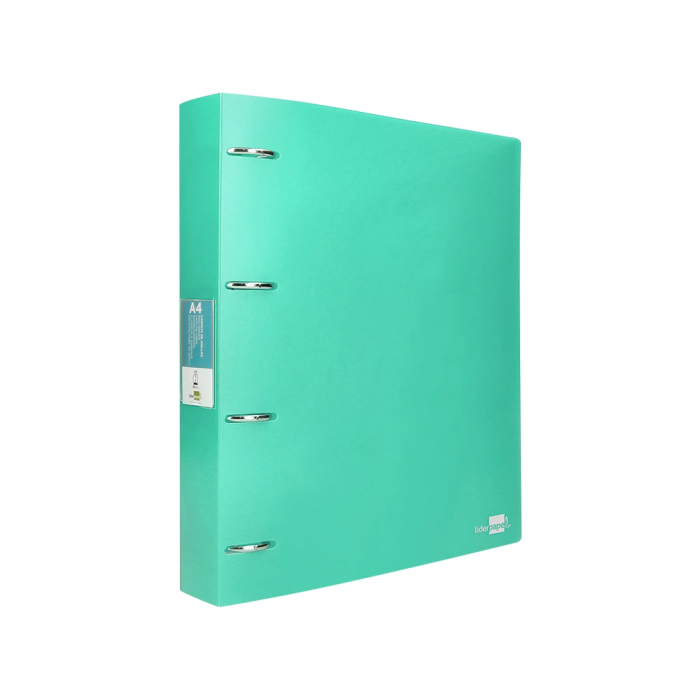 Liderpapel Carpeta 4 Anillas 40 mm DIN A4 Polipropileno Verde Manzana Opaco 2