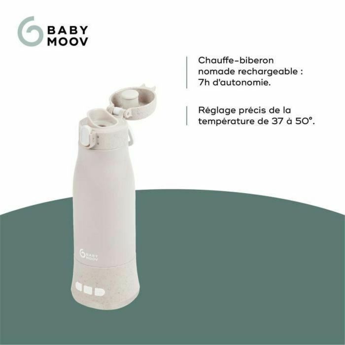 Calentador de biberones portátil Moov & Feed - BABYMOOV - 340ml - beige mineral - Regulación de temperatura - Mantiene el calor 4