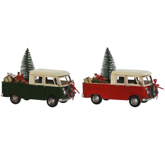 Vehiculo Decoracion Navidad Tradicional DKD Home Decor Verde Rojo 12 x 19 x 26.5 cm (2 Unidades)