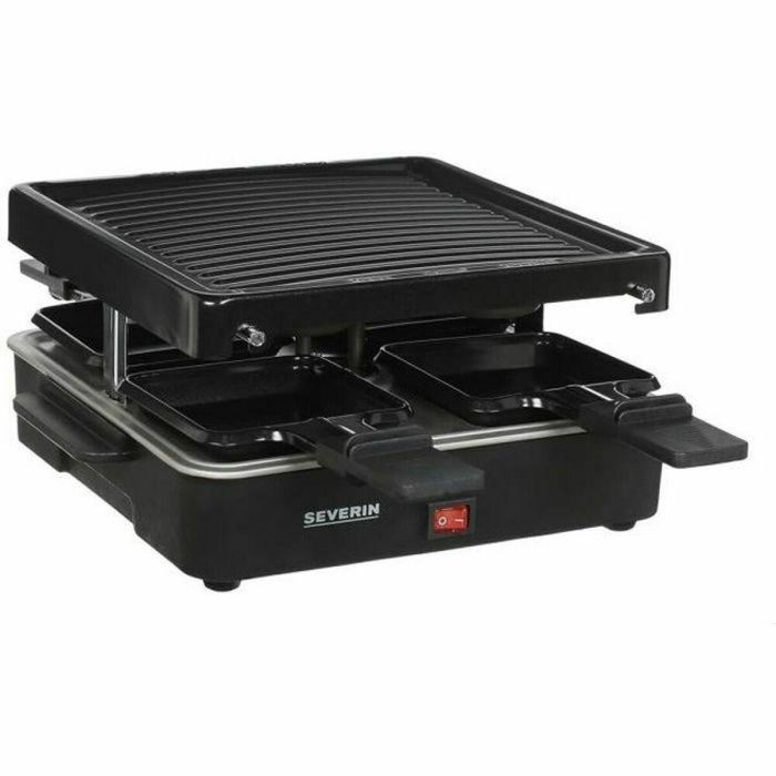 Severin Raclette Grill RG 2370 para 4 personas, compacto, ideal para hogares pequeños, superficie 21x21cm