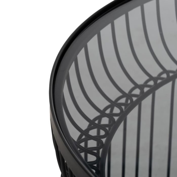 S/2 Mesa Centro Negro Metal-Cristal 65 X 65 X 40 cm