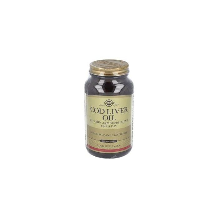 Solgar Aceite Hígado Bacalao Perlas 250 Cápsulas - Suplemento con Vitaminas A y D para Vista e Inmunidad, Sin Gluten ni Lácteos
