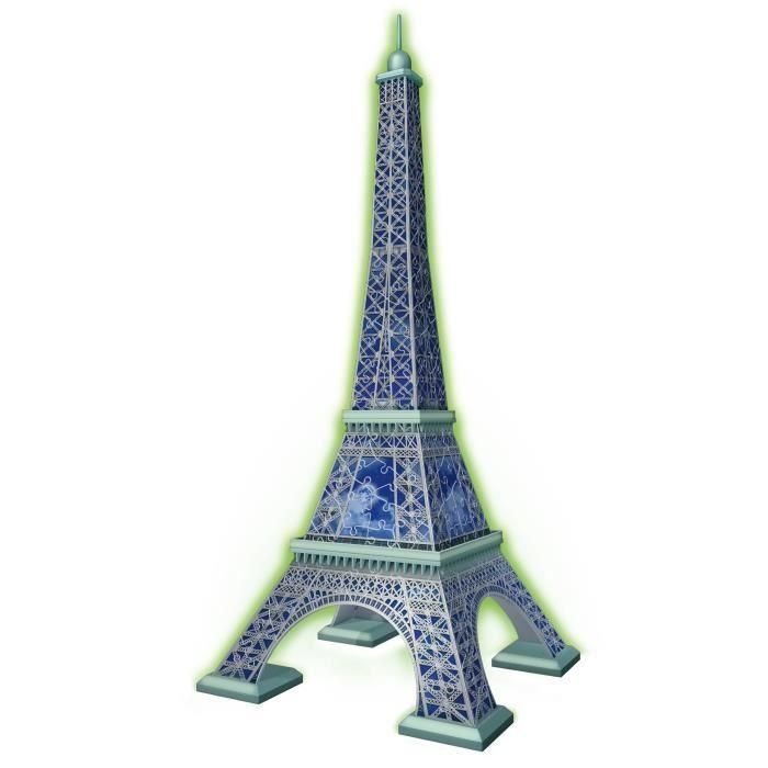 Ravensburger - Puzzle 3D Torre Eiffel Fosforescente 50 años - A partir de 10 años - 216p numerados para montar sin pegamento - Accesorios incluidos - 11591 1 Ravensburger - Puzzle 3D Torre Eiffel Fosforescente 50 años - A partir de 10 años - 216p numerados para montar sin pegamento - Accesorios incluidos - 11591 1