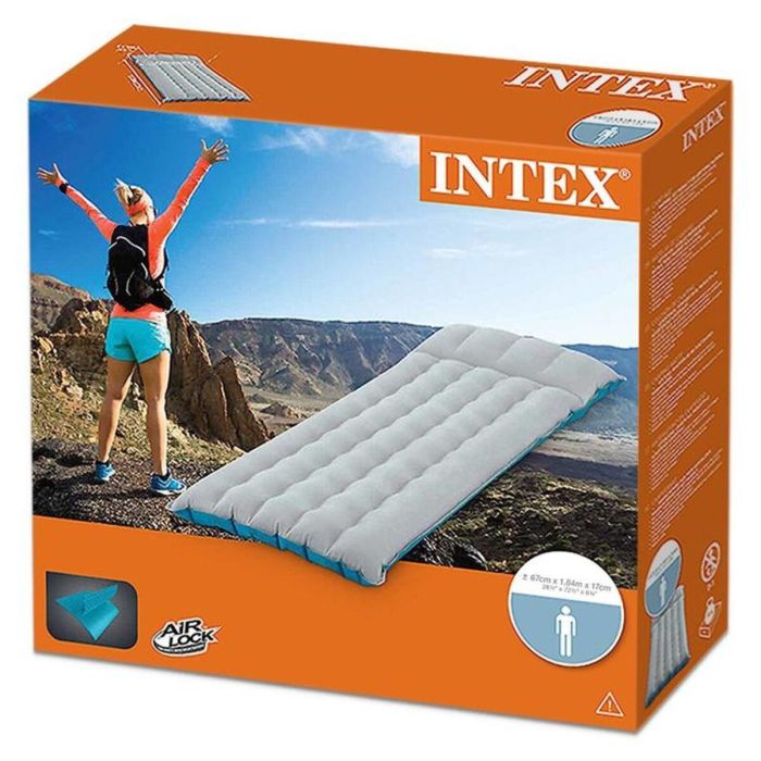 Intex Colchón Inflable de Camping para 1 Persona Gris, Vinilo Laminado Resistente, Portátil y Ligero para Mochila, 184x67x17 cm 2