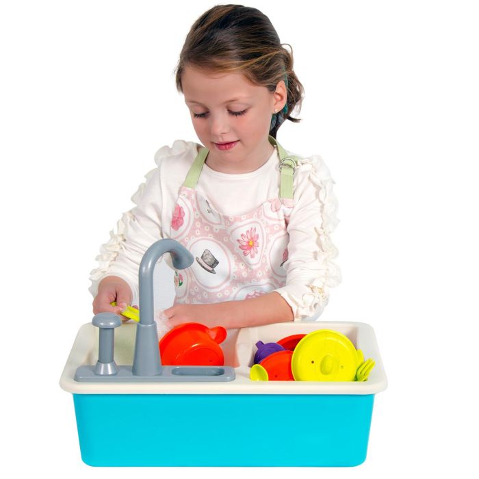 Tachan Fregadero Infantil con Bomba de Agua 28 Piezas Vajilla Incluida +3 Años Juguete Imitación 1