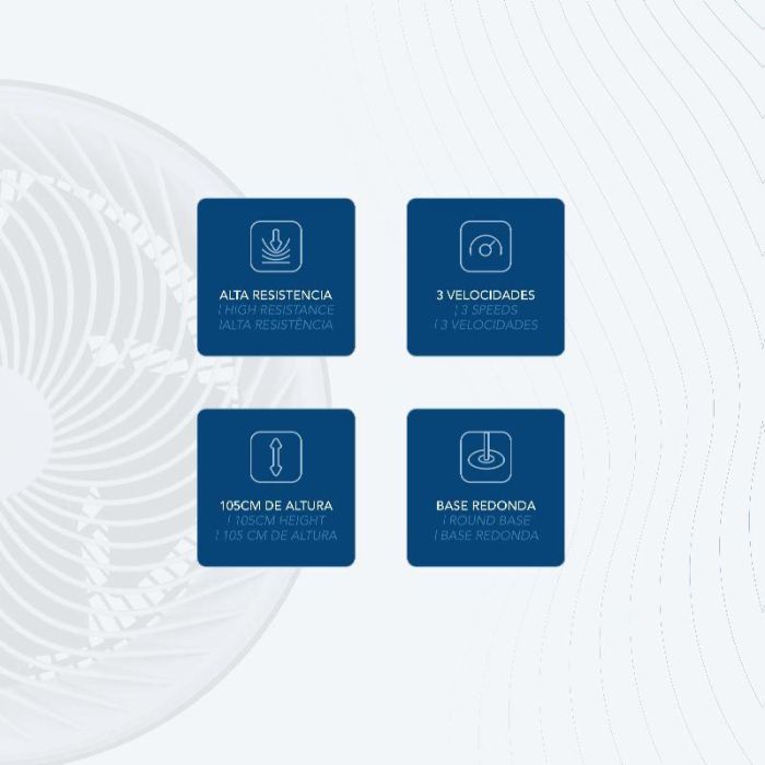 DAEWOO Ventilador de Torre 90W Alta Velocidad, 12 Pulgadas / 30 cm, Base Redonda, Negro