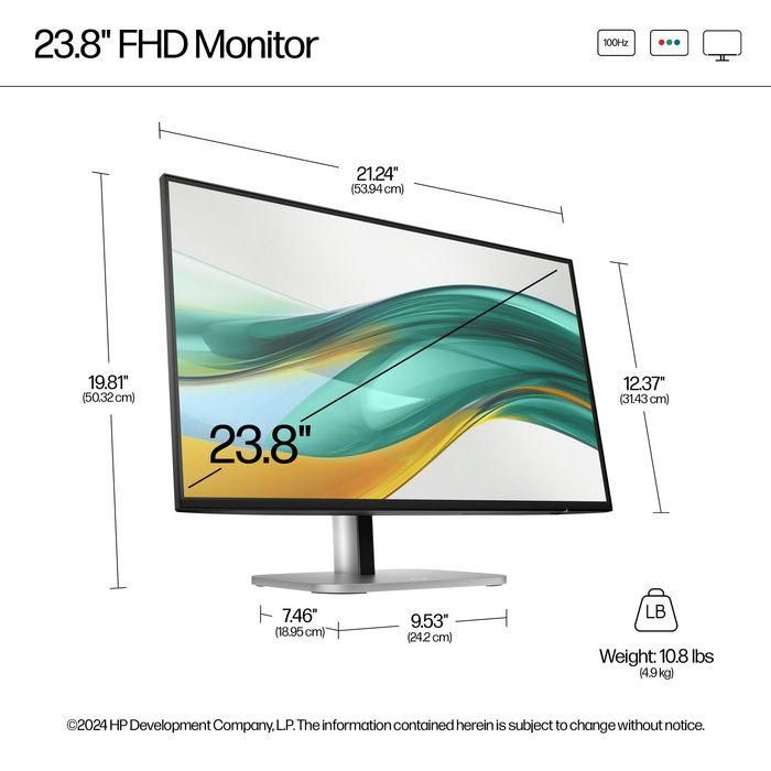 HP Monitor 524pf 23.8" 60.5cm FHD IPS 100Hz HDMI DisplayPort USB VESA Negro/Plata 8 HP Monitor 524pf 23.8" 60.5cm FHD IPS 100Hz HDMI DisplayPort USB VESA Negro/Plata 8