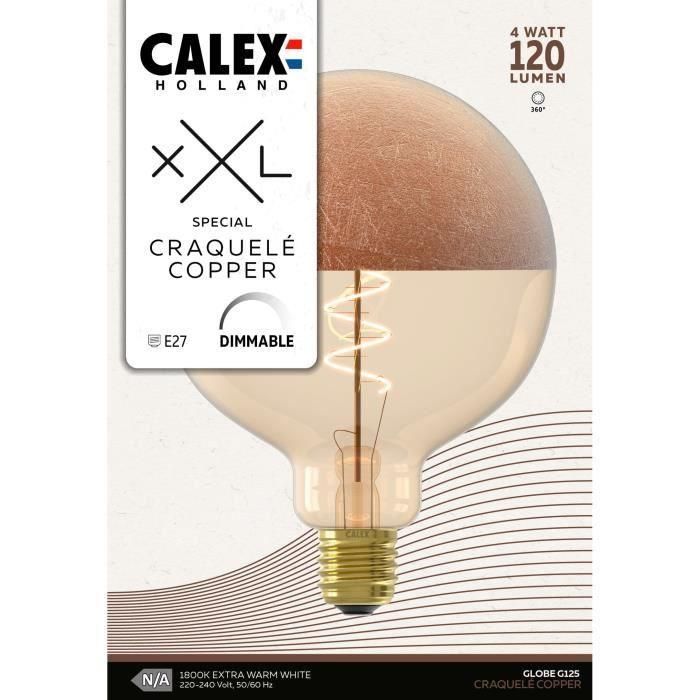 Bombilla LED E27 - CALEX - ESPECIALES XXL G125 - Filamento espiral simple - 4 W - 120 lm - 1800 K - Cobre 1