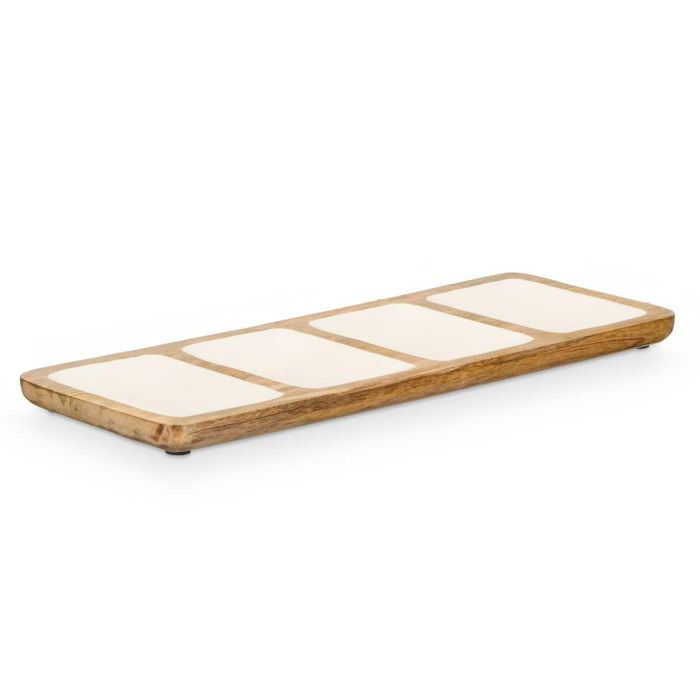 Bandeja Rectangular 4 Espacios Madera Mango Blanco Giftdecor 46X3CM (6 Unidades) 1 Bandeja Rectangular 4 Espacios Madera Mango Blanco Giftdecor 46X3CM (6 Unidades) 1