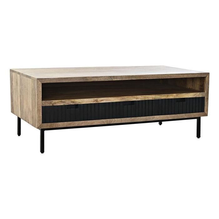 DKD Home Decor Mesa Centro con 3 Cajones, Madera de Mango y Metal, Color Negro y Marrón Claro, 120x60x45 cm 0 DKD Home Decor Mesa Centro con 3 Cajones, Madera de Mango y Metal, Color Negro y Marrón Claro, 120x60x45 cm 0