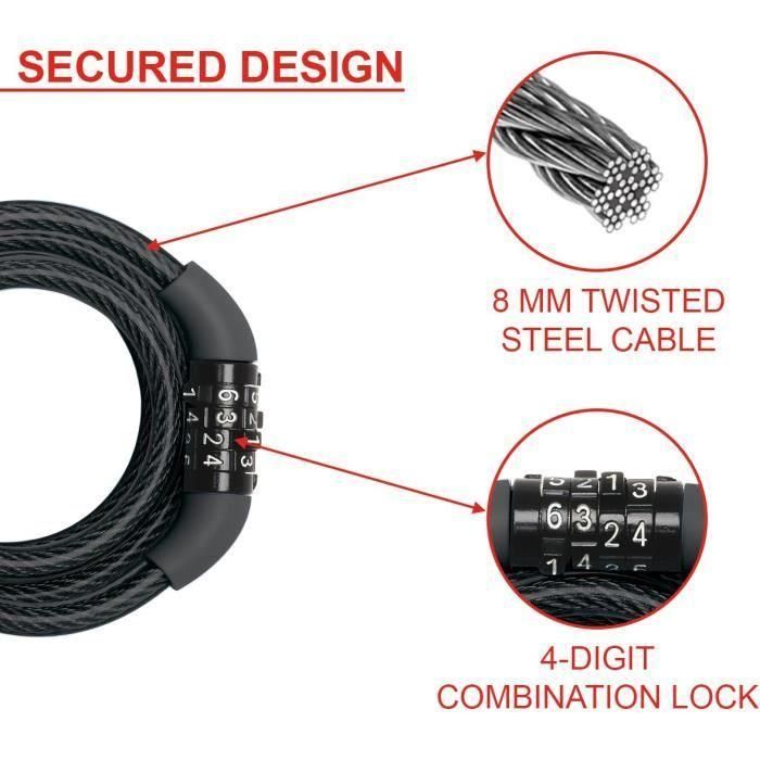 Master Lock MAS3520190053145 Cable para candado de bicicleta, 1,2 m 2 Master Lock MAS3520190053145 Cable para candado de bicicleta, 1,2 m 2