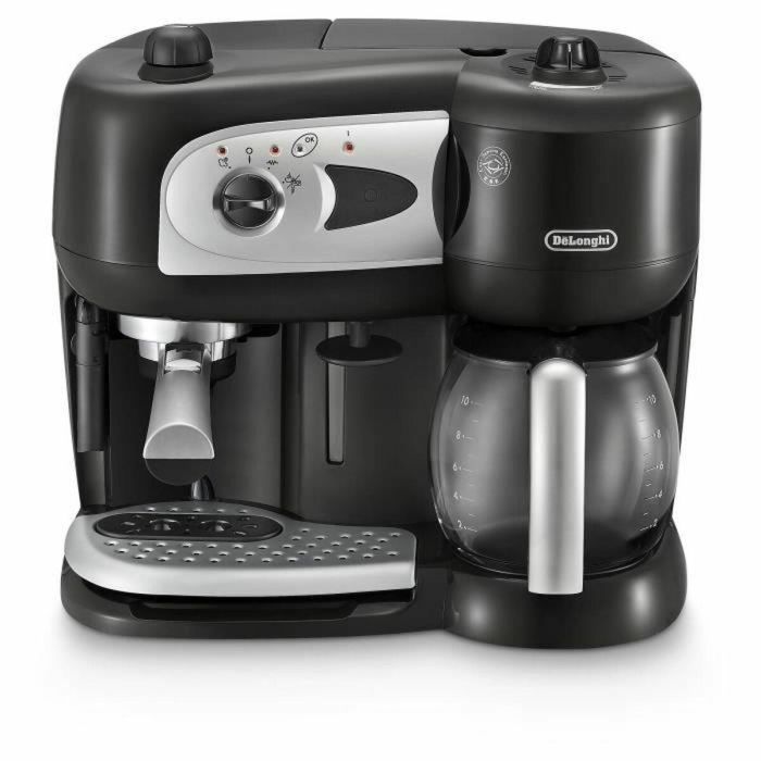 Cafetera espresso con bomba combinada - DELONGHI - BCO261B.1 - 15 bares - Monodosis y café molido - Blanco y negro