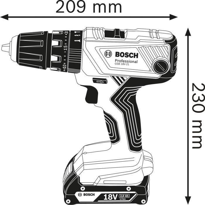 Bosch Professional GSR 18 V Percusión Taladro de perforación + 1 batería 2.0AH + 1 4AH Batería + Gal Charger en L Case 1