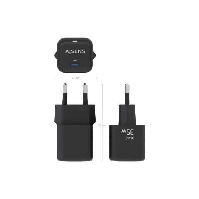 Cargador de Pared Aisens ASCH-35W1P023-BK Negro 35 W (1 unidad) 3 Cargador de Pared Aisens ASCH-35W1P023-BK Negro 35 W (1 unidad) 3