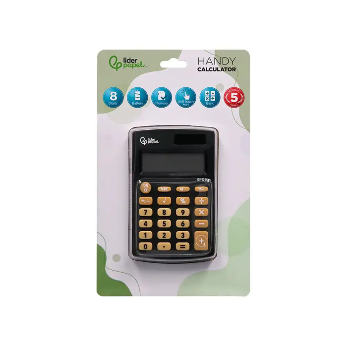 Liderpapel xf05 Calculadora de Bolsillo 8 Dígitos Solar y Pila Color Negro 98x62x8 mm 1