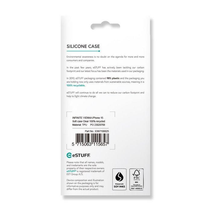 eSTUFF iPhone 15 INFINITE VIENNA TPU Cover - Transparent - 100% recycled plastic 16 eSTUFF iPhone 15 INFINITE VIENNA TPU Cover - Transparent - 100% recycled plastic 16