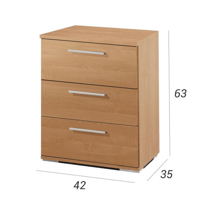 Mesita de Noche Alexandra House Living Cerezo Metal Madera MDP 41 x 62 x 35 cm 3 cajones 1