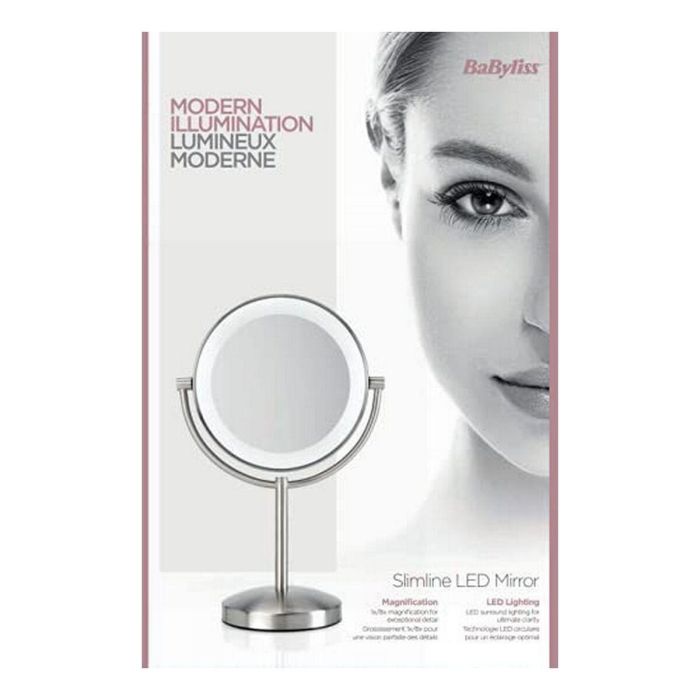 Babyliss Espejo de Maquillaje LED 2 Caras con Aumentos 1X y 8X, Diseño Circular Niquelado Pulido 1 Babyliss Espejo de Maquillaje LED 2 Caras con Aumentos 1X y 8X, Diseño Circular Niquelado Pulido 1
