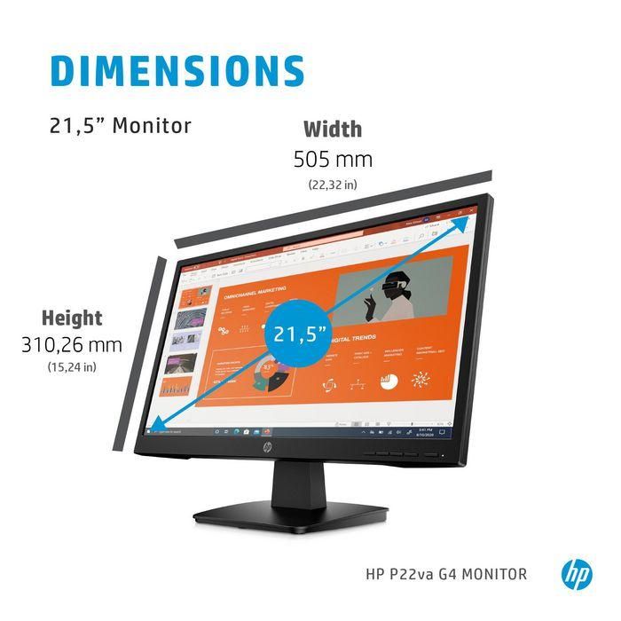 HP P22va G4 Monitor de Negocios FHD – Pantalla Full HD Ajustable para Mayor Confort, Ideal para Trabajo Diario y Oficina, Económico 10