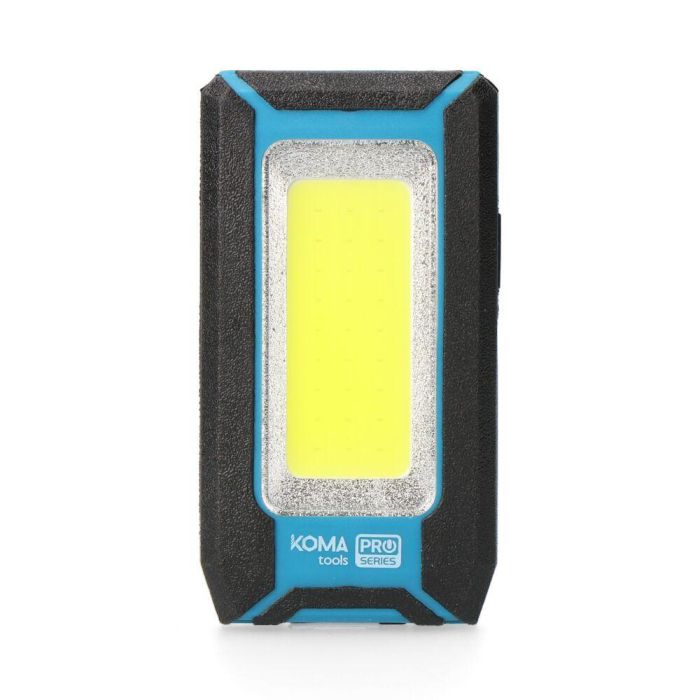 Koma Tools Linterna LED Recargable Profesional 10W 500 Lumens, Batería 3400 mAh, Función Power Bank, IP44, con Gancho e Imán, Autonomía 8h, Color Azul/Negro