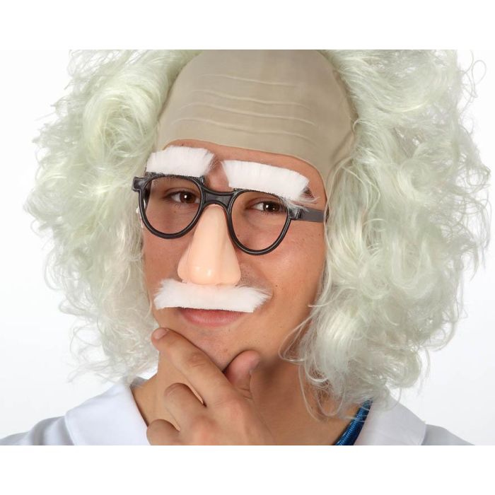 Gafas Con Nariz Bigote Blanco Científico Accesorio Temática Broma Adulto