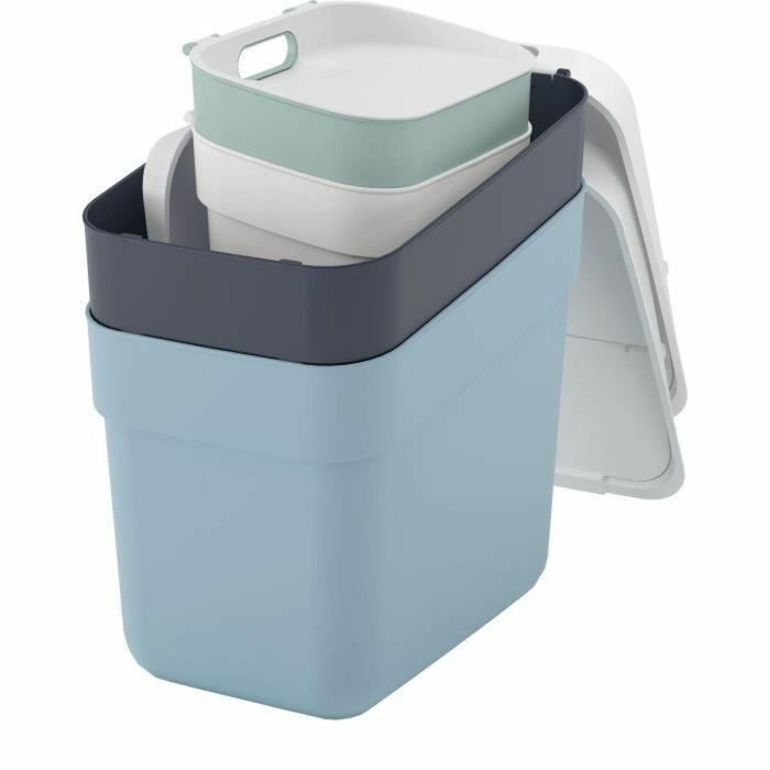 Curver CUR3253924831725 - Juego de 4 Cubos de Basura 5 L + 10 L + 2x20 L - Blanco, Verde, Azul, Gris