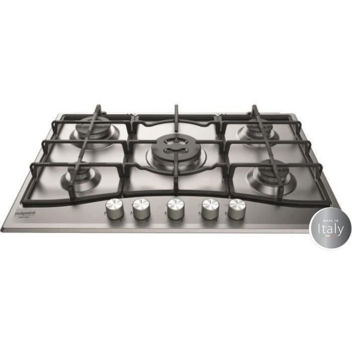 HOTPOINT PNN 751 IX - Placa de gas - 5 chimeneas - 10.5kW - L75 x D51cm - Revestimiento de acero inoxidable - Acero inoxidable HOTPOINT PNN 751 IX - Placa de gas - 5 chimeneas - 10.5kW - L75 x D51cm - Revestimiento de acero inoxidable - Acero inoxidable
